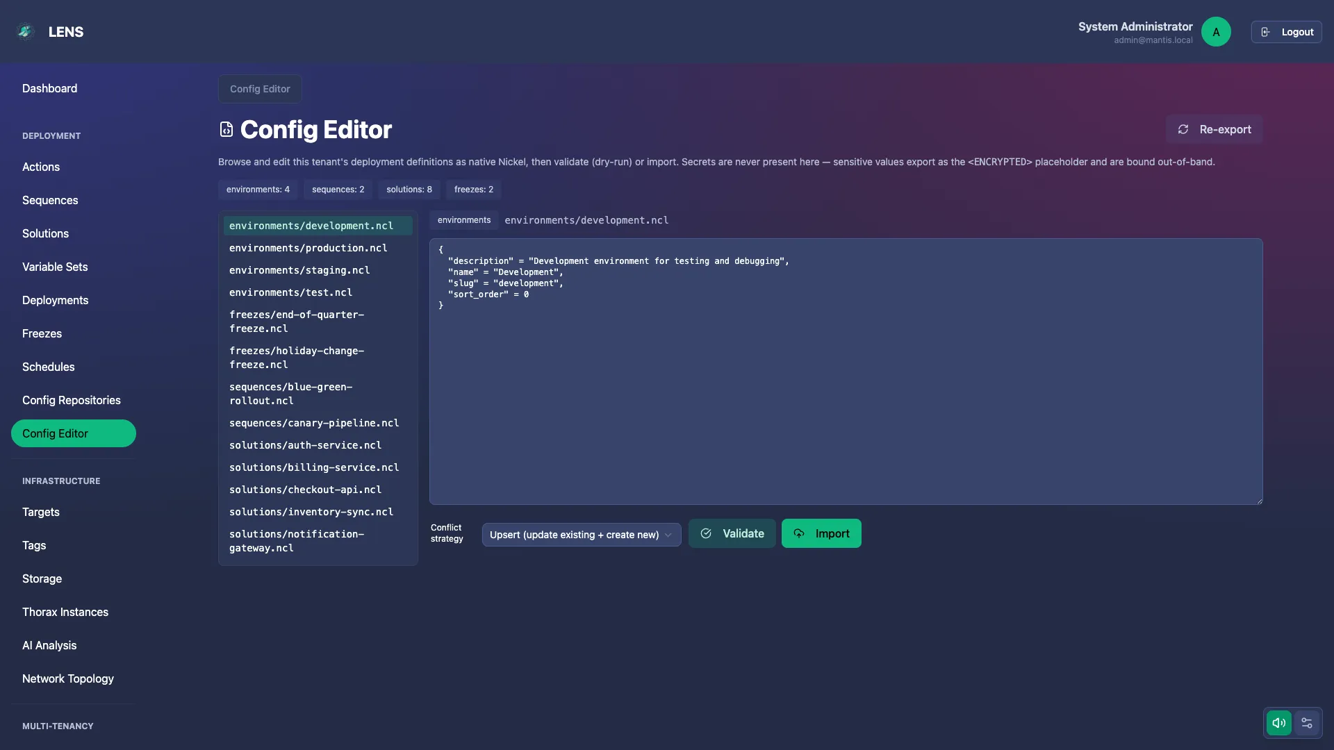 Your Deployments, Version-Controlled in Git — Mantis screenshot