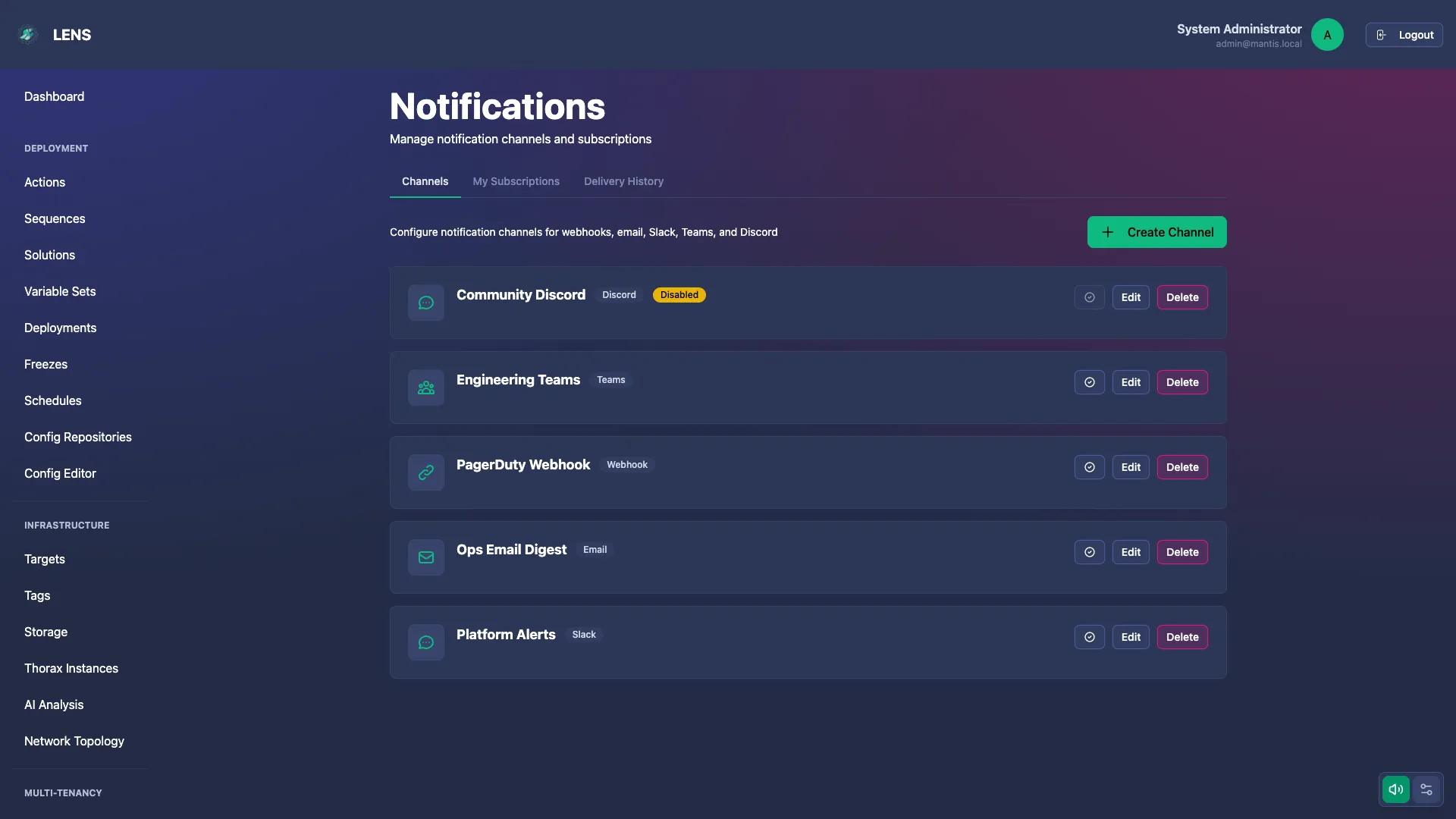 Integrations — Mantis screenshot